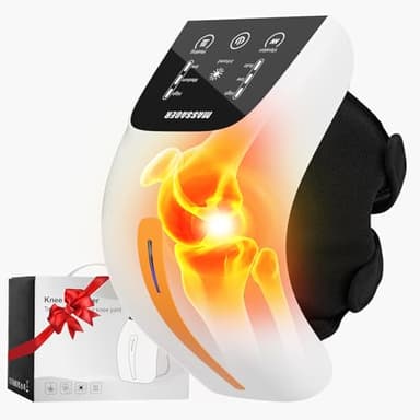 Masseur de Genou Sans Fil, Thérapie Infrarouge, Appareil de Massage des Genoux Avec Écran Tactile LED, 3 Niveaux de Chaleur et de Vibration pour Soulager les Douleurs Articulaires et les Gonflements