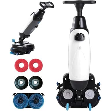 ZHLINGQ Autolaveuse Professionnelle Autoportée De 43 Cm, Polisseuse, Double Brosse, Double Disque Et Entraînement, Capacité De 1200 M²/H, pour Parquets, Carrelages, Terrazzo, Sols PVC Et Marbre White