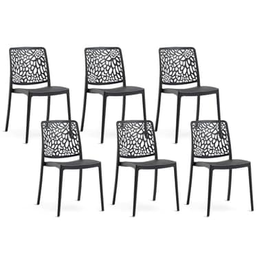 SIEDITI FUORI E DENTRO Chaises de Jardin en polypropylène avec Fibre de Verre, chaises empilables pour extérieur ou intérieur, Design Moderne et Naturel - Sole (6 chaises, Noir Anthracite)