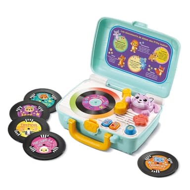 VTech - Baby Tourne-Disque, Boîte à Musique Bébé, Tourne-Disque Vinyle Vintage Enfant Parlant et Interactif, Jouet d'Éveil Musical, Cadeau Enfant Dès 1 an - Contenu en Français