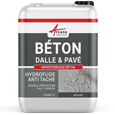 Imperméabilisant et anti taches béton, terrasse, pierre naturelles et reconstituées, dalle | Hydrofuge Oléofuge phase aqueuse - 1 L (jusqu'à 5m²) - ARCANE INDUSTRIES