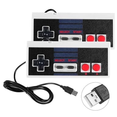 Binghe NES Manette Jeux pour Nintendo NES, Manette de jeu avec USB Interface Modèle Classique Compatible avec Nintendo Mini Jeux/Classic NES/PC/M-A-C/Raspberry Pi 3(2 pièces)