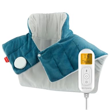 Comfytemp Coussin Chauffant pour le Cou, les Epaules et le Dos, 2.6lb Chauffante Electrique Lesté pour le Soulagement de la Douleur, 9 Niveaux de Chaleur, Arrêt Automatiques, Lavable 48 × 56cm