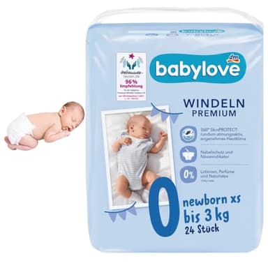 babylove Lot de 24 couches extra douces - Taille XS - Jusqu'à 3 kg