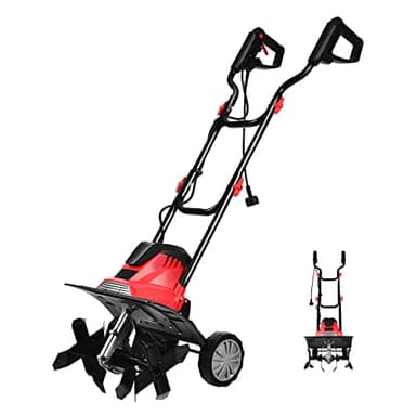 GOPLUS 1200W Motobineuse Électrique 6 Lames, Motoculteur Puissante avec Profondeur de Travail 22CM, Interrupteur à Double sécurité avec Roue pour Jardinage et Cultivateur