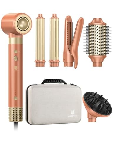 webeauty Double Tension 7in1 Airstyler Nouvelle Mise à Jour,110,000TR/Min,30M/S,1400W Sèche Cheveux avec Brosse Soufflante,Lisseur à Air,Diffuseur,Boucleur Automatique,500 Millions d'ions Négatifs