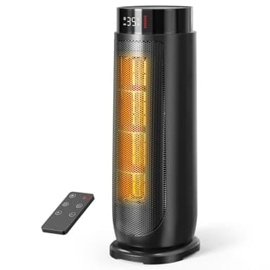 Aroeve Chauffage d'appoint, PTC 2000W Chauffage Electrique, 4 Modes dont Éco, Oscillation 90°, Minuterie 24H, Télécommande, Puissant et Silencieux avec, Protection contre Surchauffe et Chute pour la M