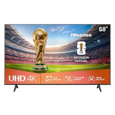 Hisense 58A6Q – TV LED 4K UHD 58 Pouces (146 cm) – Smart TV VIDAA U – Dolby Vision, HDR10+, DTS Virtual:X, Mode Jeu Plus (ALLM, VRR 60Hz), Contrôle Vocal Alexa