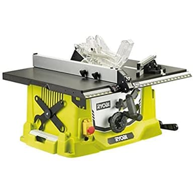 RYOBI - Scie sur table 1 800 W - table alu - capacité 80 mm à 90° - Livrée avec piètement rétractable, lame 254 mm 48 dents, guide parallèle aluminium, guide de coupe d’onglets et poussoir