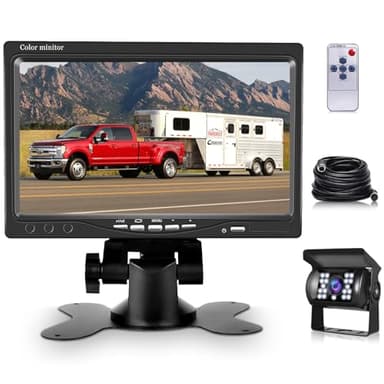 Kit caméra arrière Filaire avec écran LCD 7 Pouces, caméra de recul étanche IP68 pour Voiture, Camping-Car, Caravane, SUV, caméra arrière LED avec Vision Nocturne HD, 12V-24V