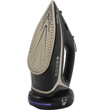 Petra PF0987VDEEU7 Fer à Repasser Vapeur Sans Fil - Design 2 po 1, 2600 W, semelle en céramique, température réglable, réservoir 300 ml, anti-calcaire / anti-goutte, jet de vapeur 140g, platine / noir