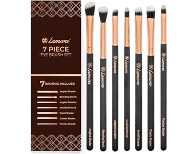 Set de Pinceaux de Maquillage pour les Yeux - Fard à paupières, Eyeliner Mélanger, Nuancer - Meilleur Choix 7 Pièce Essentials Kit - Crayon, Ombré, Fuselé, Définisseur - Poils Soyeux Synthétiques