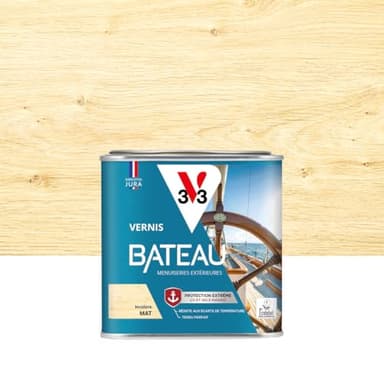 V33 Vernis bois extérieur Incolore mat - Vernis bateau - Protection extrême UV et sels marins - Résistance aux écarts de températures - Ecolabel - 1L