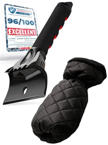 LYVANAS Grattoir Glace Voiture avec Gant - Gratte-vitre Ergonomique Professionnel pour Voiture - Haute efficacité et Grand Confort - Mains Chaudes et sèches - Efficace et sûr - Ice Scraper