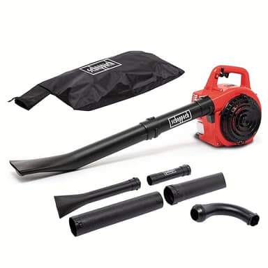 Scheppach Aspirateur Souffleur de Feuilles Thermique LBH2600P | Moteur 2T de 25,4cm3 | Débit d'air 678 m³/h | Vitesse de l'air 268 km/h | Easy Start | Sac 50L | 4en1 Aspire, Souffle, broie et ramasse