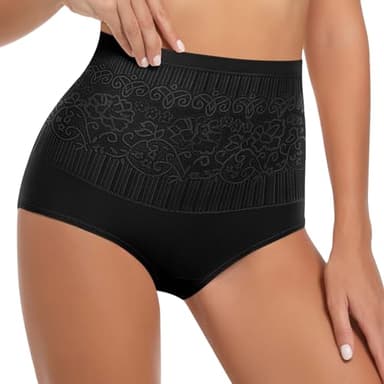 Culotte Gainante Femme Ventre Plat Taille Haute Invisible Panty Ventre Plat Gaine Minceur Amincissante Sculptantes Slip sans Couture (FR/ES, Alpha/lettres, TG, Taille normale, Taille normale, Noir)
