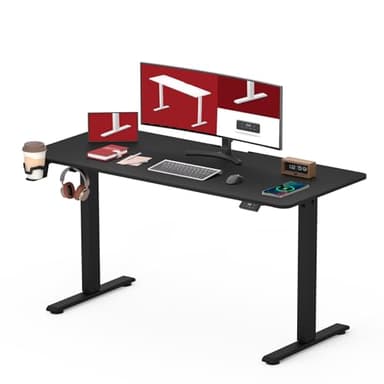 SANODESK QS1 Bureau Assis Debout Électrique 110x60 cm Plateau Complet, Bureau Debout Réglable en Hauteur, Panneau Clavier Contrôle à Fonctions Mémoires, Noir