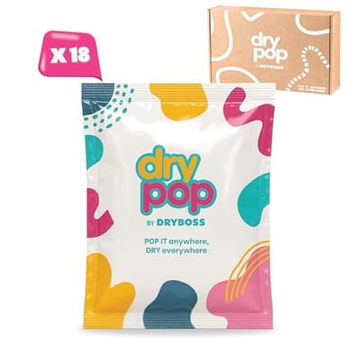 DRYBOSS Pack 18 Sachets Anti‑Humidité Tiroirs – Déshumidificateur DRYPOP 20G | Absorbeur D’Humidité Sûr Et Compact Pour Armoires, Placards, Caves, Chambres, Salle De Bain, Voitures Et Caravanes