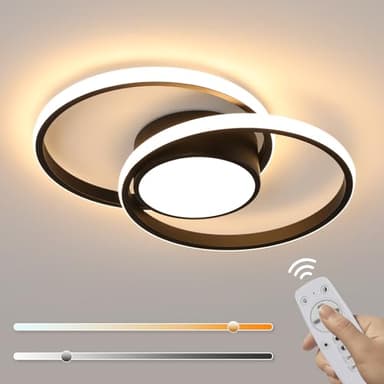 Comely Plafonnier LED Dimmable Noir, 40W 4500LM Lampe de Plafond Rond Chambre avec Télécommande 3000K-6500K, Luminaire Plafonnier Salon Moderne pour Cuisine Couloir Salle à Manger, Dia 40cm