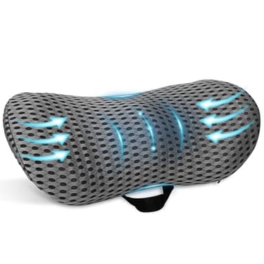 KIMIGO Coussin Lombaire Ergonomique - Coussin Lombaire Voiture,Oreiller de Soutien Lombaire avec Housse Respirante et Sangle Ajustable,Coussin de Soutien Lombaire pour Voiture,Bureau,Lit,Canapé