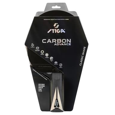 Raquette de Tennis de Table STIGA Carbon Advance. Bois 5+2 Plis avec 5 Couches de Bois et 2 Couches de Fibre de Carbone, Grand Sweet Spot Optispot Pro, revêtement Star Advance. Joueurs ambitieux
