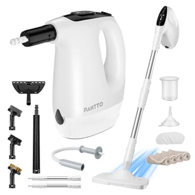 PAHTTO Nettoyeur vapeur multifonction, appareil de nettoyage avec 17 accessoires et réservoir d'eau de 500 ml, Nettoyeur vapeur et balai vapeur réglables, pour la cuisine, les sols, les canapés, etc.