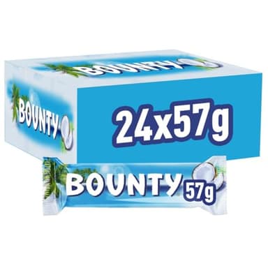 BOUNTY - Barre Chocolat au Lait & Noix de Coco - 24 Sachets Individuels de 2 Barres Chocolatées - Grand format - Idéal à Partager - 1,368kg