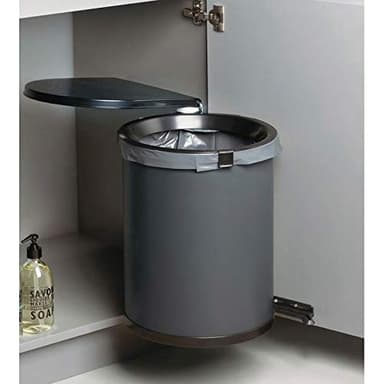 Poubelle de porte pivotante à ouverture automatique - 30 l - Amortisseur : Sans - Contenance : 30 L - Décor : Anthracite/Noir - Diamètre : 320 mm - Fixation : Droite/Gauche - Hauteur : 500 mm -