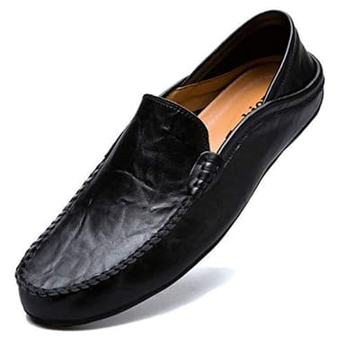 Unitysow Mocassins Homme Cuir Slip on Penny Loafers LéGèRes Confort Chaussures de Conduite Plat Chaussures de Décontractées,Noir,EU 41