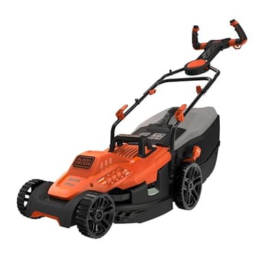 BLACK+DECKER Tondeuse Filaire 1600W, Tondeuse à Gazon Electrique 38 cm, 6 hauteurs réglables 20, 30, 40, 50, 60 et 70 mm, Tondeuse avec Poignée EASYSTEER 3 Positions, BEMW471ES-QS Orange