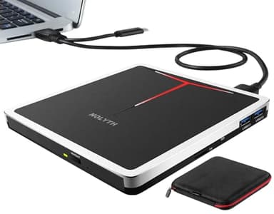 NOLYTH Lecteur CD Externe pour PC, USB Lecteur DVD Externe avec Ports SD/TF/2 USB, Portable Lecteur DVD Graveur CD pour Mac MacBook Windows HP ASUS