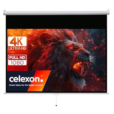 celexon Basic Écran de Projection Manuel 110" | 240x135 cm 16:9 | Écran Extensible Full-HD 4K pour Le Home Cinéma & présentations de Bureau | écran adapté au Montage au Plafond ou au Mur