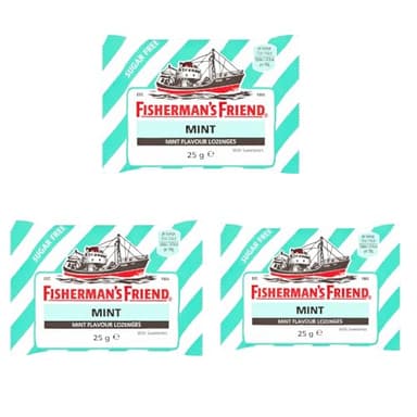 Bonbons à la menthe sans sucre | Fisherman's Friend | Menthe sans sucre Paquet de 3 3 x 25g | Poids total 75 grammes