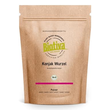 konjac poudre bio 250g - E425 - Glucomannane - Amorphophallus konjac - sans additifs - Mis en bouteille et contrôlé en Allemagne - Biotiva