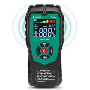 ERICKHILL Humidimètre en bois non invasif avec 4 modes, écran LCD rétroéclairé, détecteur/test d'humidité pour bois et matériaux de construction, cloison sèche