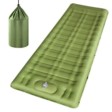 linenix Matelas Autogonflant,Matelas Camping,Matelas Gonflable 1 Place,12cm D'épaisseur,Matelas Trekking,Matelas Randonnée Ultra Léger,Portable avec Oreiller Int égré et Pompe à Pied,Camping (Vert)
