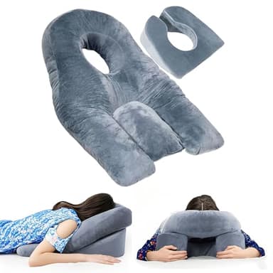 JAOGAUS Oreiller Face vers Le Bas – Coussin de Positionnement pour Dormir sur Le Ventre, Appui-tête avec Trou pour Le Visage, Confort pour Post-Opératoire Oculaire, Récupération Rétine et BBL