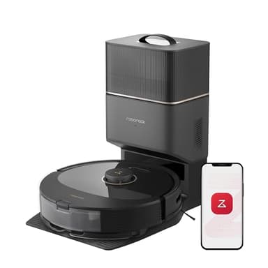 roborock Q8 Max+ Aspirateur Robot Laveur avec Station, Vidage Automatique, 5500Pa Aspiration, Brosse DuoRoller, Navigation LiDAR, Évitement d'obstacles, Cartographie Multi-Niveaux, Contrôle APP/Vocale