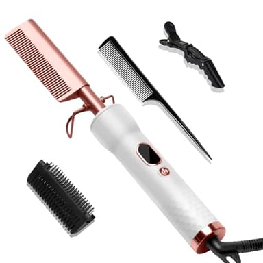 Peigne Chauffant, Hot Comb Afro Brosse Chauffante Peigne Electrique, Peigne Cheveux Afro 3 en 1 Homme Avec Écran LCD 120-230℃, Brosse Lissante Cheveux Crepus, Lissant pour Cheveux Court Longs