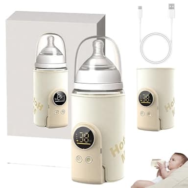 Chauffe Biberon Nomade, HOVCEH Chauffe Biberon Portable Sans Fil avec LCD, 6000mAh Baby Bottle Warmer Chauffage Rapide à 6 Niveaux pour Voyages et Maison
