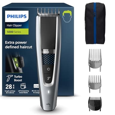 Philips Hair Clipper Série 5000, Tondeuse à Cheveux Lavable avec Technologie Trim-n-Flow Pro (HC5630/15)