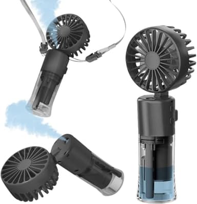 Frelisiy Ventilateur brumisateur portable multifonction pour mini ventilateur portable 1500 mAh 4 vitesses réglables, convient pour les femmes, la maison, le bureau, les voyages (noir)
