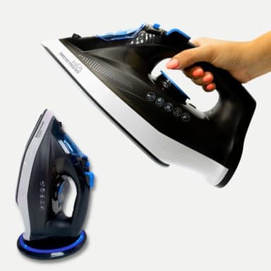 STARLYF Fer à Repasser Vapeur Sans Fil Cordless Steam Iron, 2400 W, Semelle en Céramique, Tous tissus, Vapeur Légère Sans Fil, Fonction Autonettoyage, Séchage par Pulvérisation