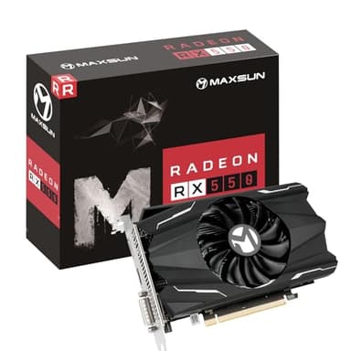 maxsun Cartes Graphiques AMD Radeon RX 550 4 Go GDDR5 Carte Graphique ITX GPU 128 Bits DirectX 12 PCI Express X16 3.0 DVI-D Dual Link, HDMI, DisplayPort