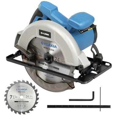 G LAXIA Scie Circulaire 1400W, Scie Circulaire pour le bois, 6000 RPM, Profondeur de Coupe Max: 62 mm (90°) et 48 mm (45°), moteur en cuivre pur, Lama 185 mm