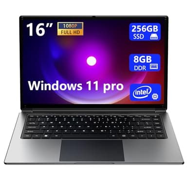 Waxuor Ordinateur Portable de 16 Pouces 8Go DDR et 256 Go SSD Extensible à 1 to Processeur quadricœur Pentium atteignant jusqu'à 2,64 Hz Batterie de 9000 mAh WiFi à Double Bande pc Portable