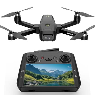 Drone GPS avec 1080P Caméra pour Adulte,Écran LCD HD 4.5" Drone Professionnel Longue Portée,Carte SD 32G, Follow Me Circle Fly,Retour Automatique Positionnement par Flux Optique,3 Vitesses