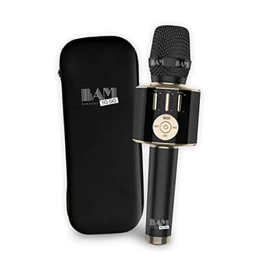 BAM KARAOKE TO GO : Le Micro Karaoké - Micro Haute-Définition Sans-Fil, Enceinte intégrée 8W, Connexion Bluetooth, 5 Effets de Voix - Noir
