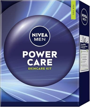 NIVEA MEN Power Care Coffret cadeau pour homme, coffret cadeau avec gel douche (250 ml), déodorant roll-on (50 ml), soin du visage (30 ml) et soin des yeux (15 ml)