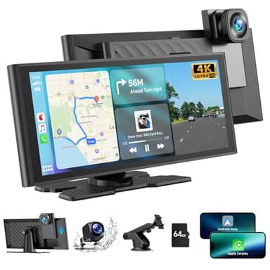 Volam 9.26 Pouces Autoradio A-pple Carplay sans Fil Android Auto avec Dashcam Avant 4K,Caméra de Recul 1080P, Ecran Carplay Voiture avec Bluetooth,GPS,Assistant Vocal,Lien Miroir,AUX,64G TF Carte